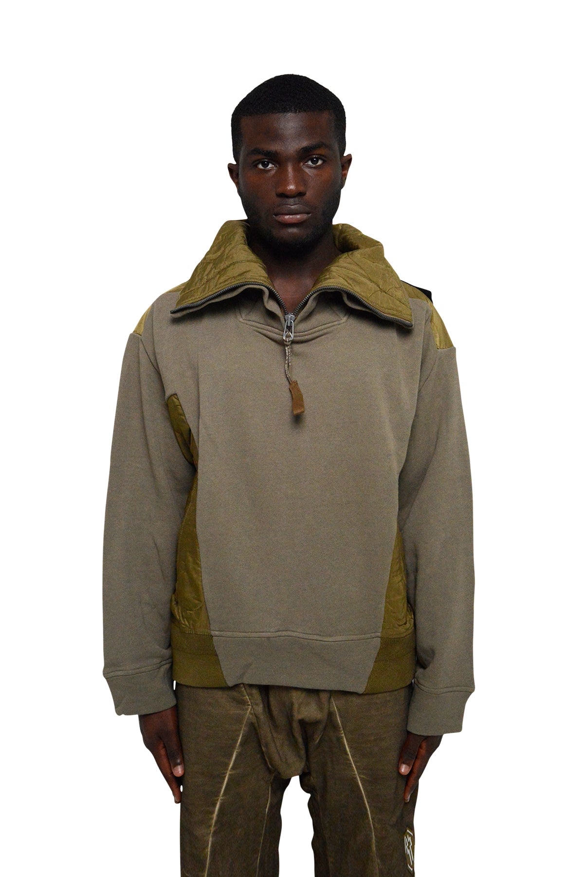 Geo Paneled Pullover, Burnt Olive