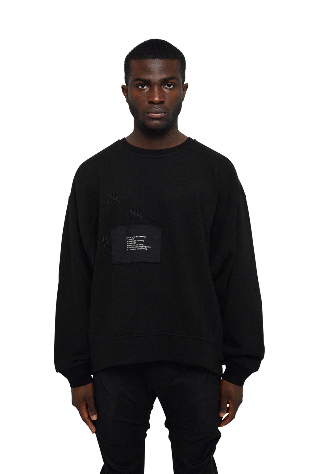 Distressed Collage Pullover, Black - 3 | #size_us L  = jp 3 = eu 50