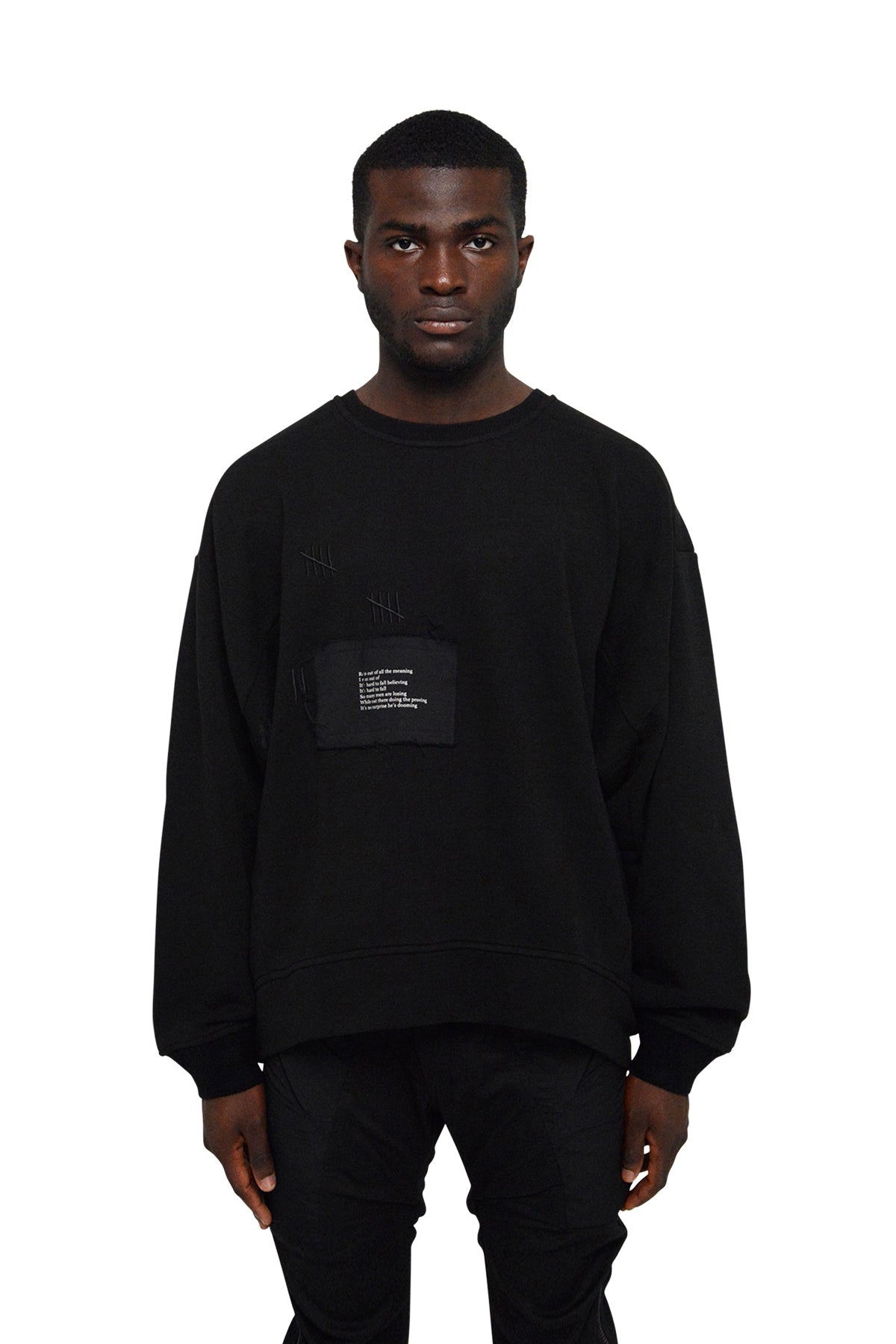 Distressed Collage Pullover, Black - 3 | #size_us L  = jp 3 = eu 50