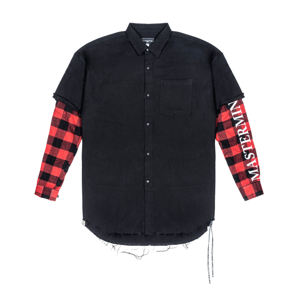 MASTERMIND - FLANNEL SHIRT, BLACK/RED - M | #size_us M = jp 2 = eu 48