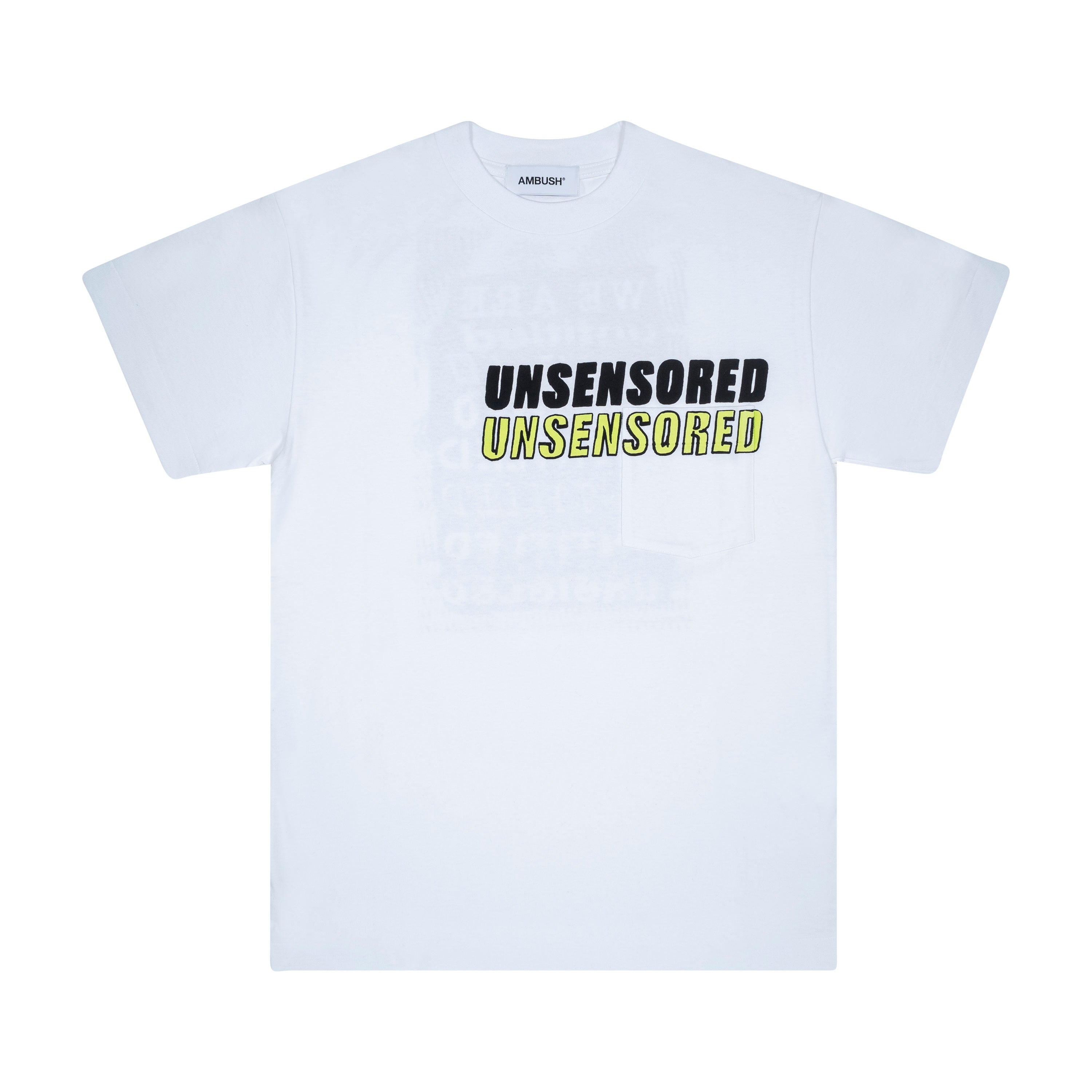 AMBUSH - UNCENSORED T-SHIRT, WHITE - 1 | #size_us S  = jp 1 = eu 46