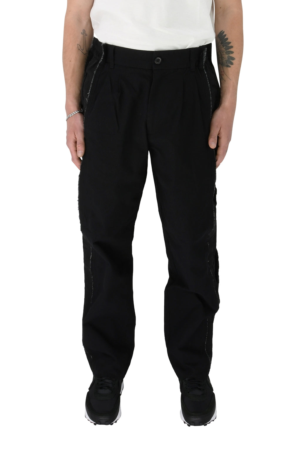 Mixed Tailored Trousers, Black - L | #size_us L  = jp 3 = eu 50