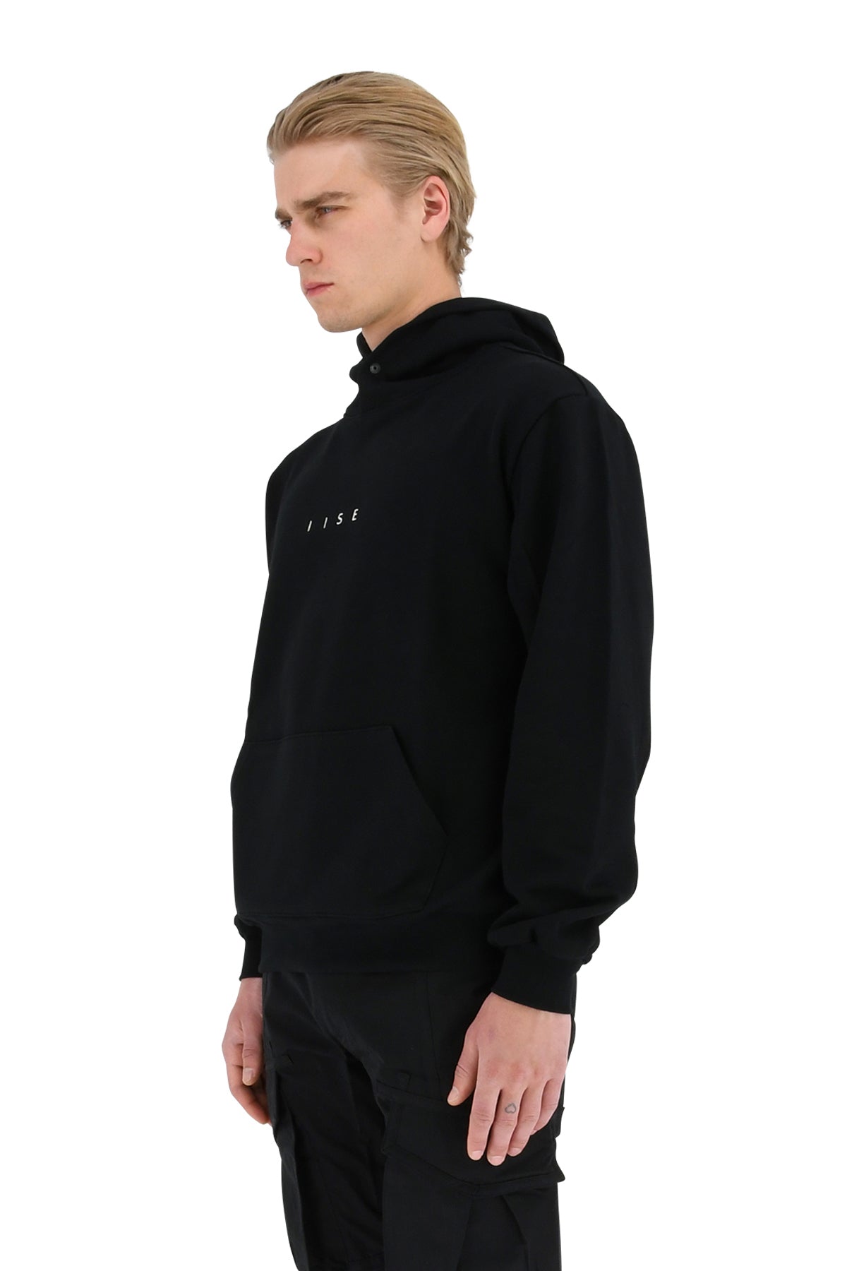 Logo Panel Hoodie, Black