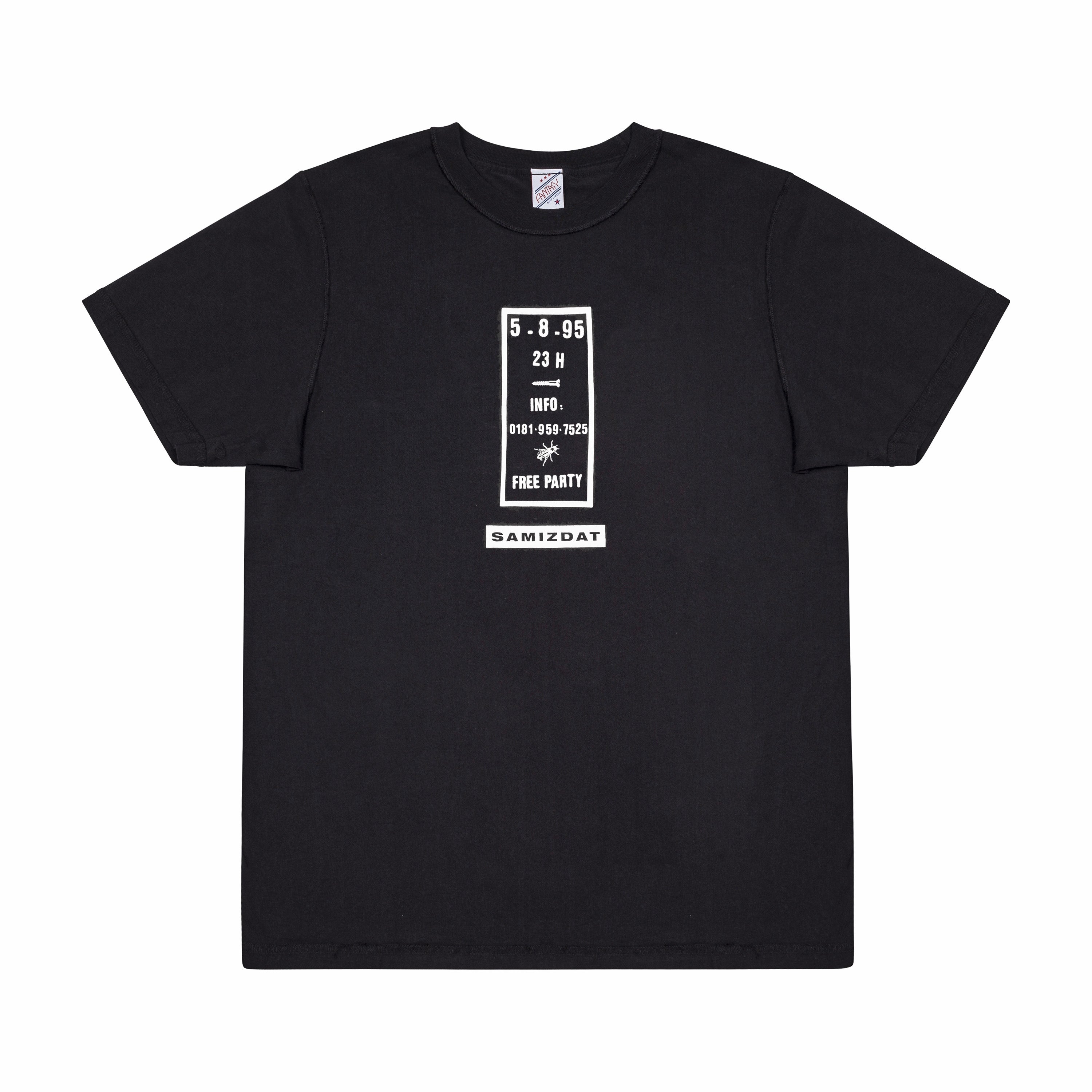 SAMIZDAT - FREE PARTY FLYER T-SHIRT, BLACK - S | #size_us S  = jp 1 = eu 46