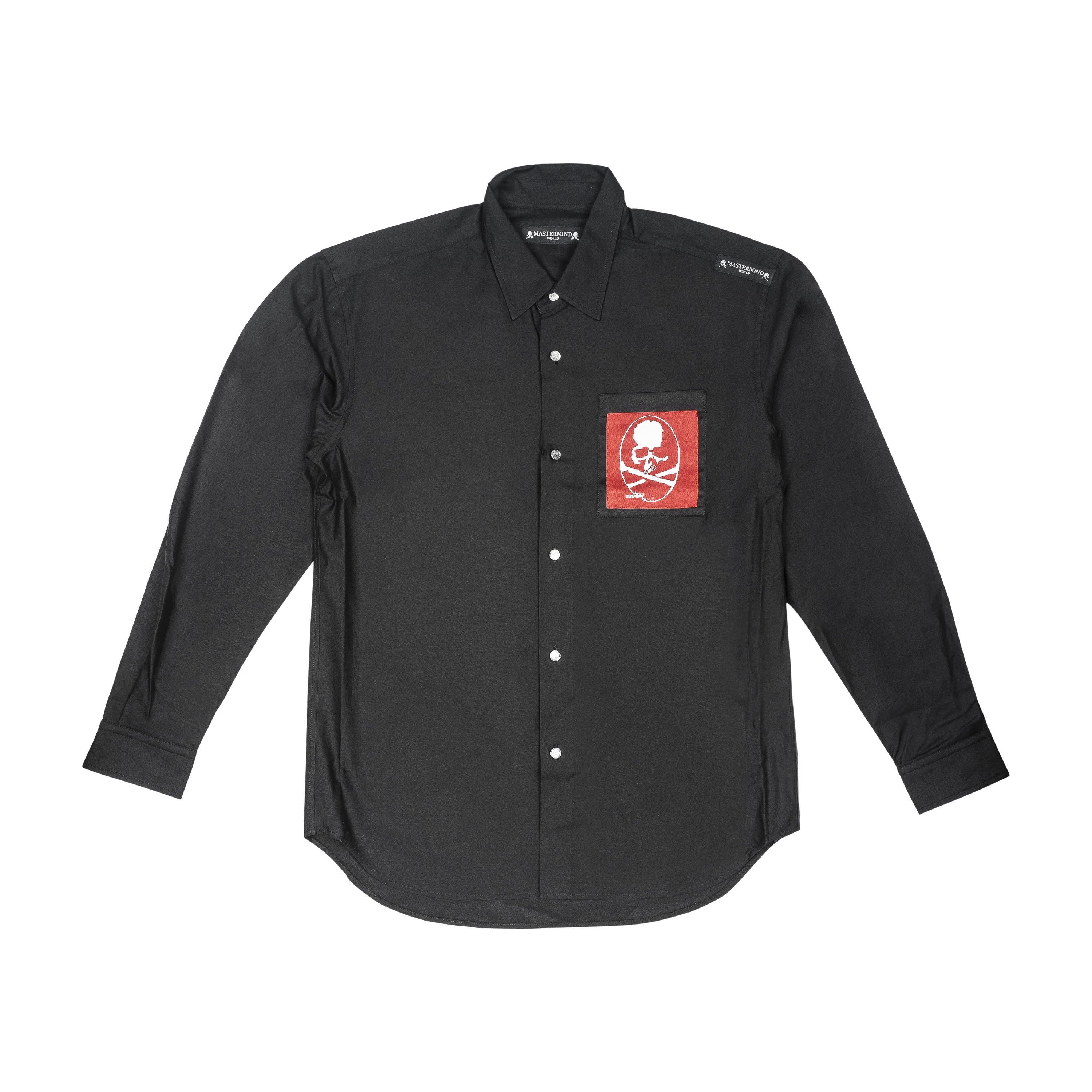 MASTERMIND - PATCHES SHIRT, BLACK - L | #size_us L  = jp 3 = eu 50