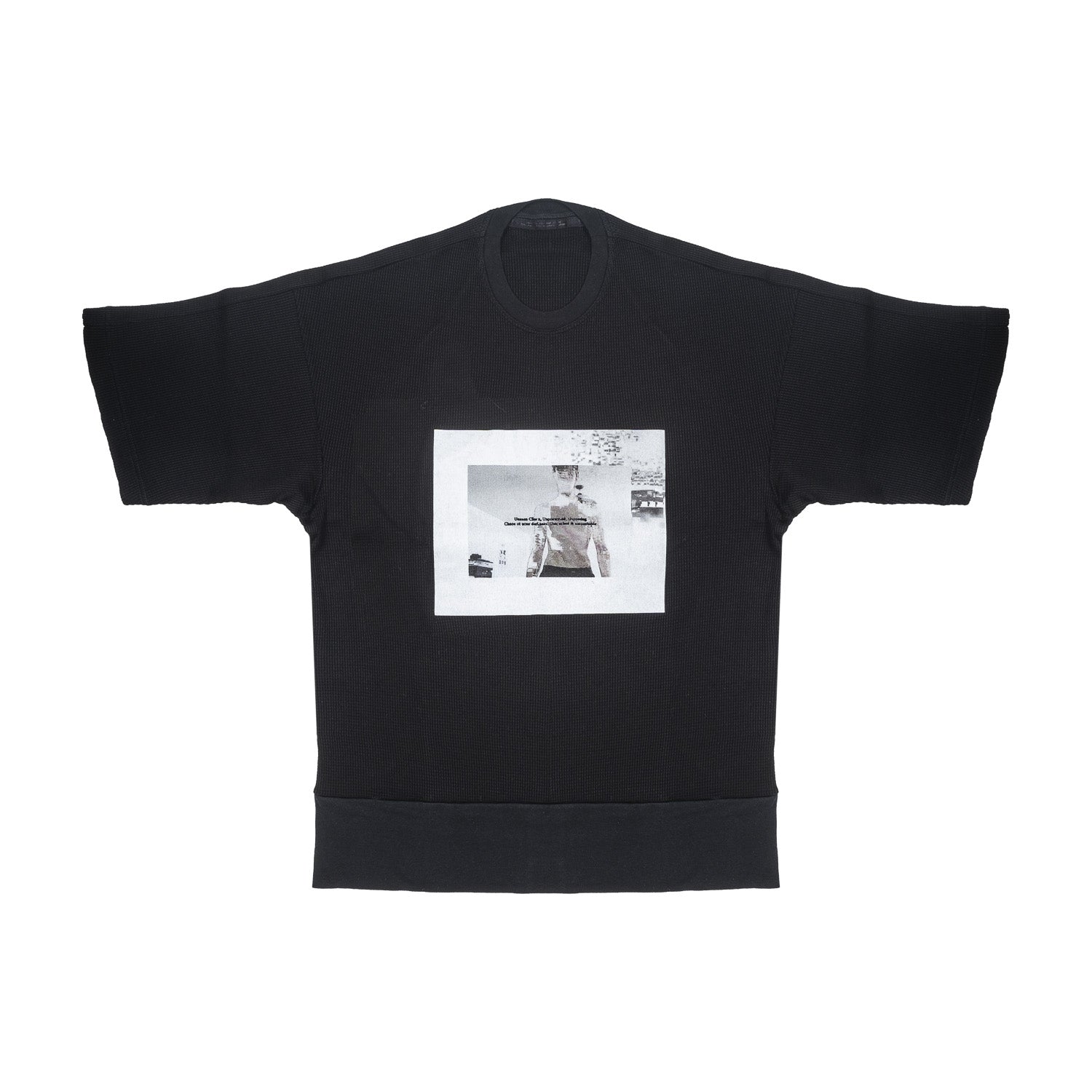 JULIUS - WAFFLE COTTON T-SHIRT, BLACK - 2 | #size_us M = jp 2 = eu 48